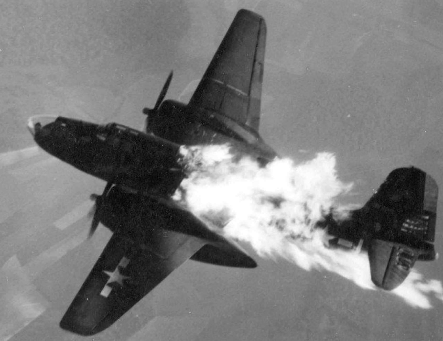 Douglas A-20J-10-DO of the 409th or 416th Bomb Group after being hit by flak over Germany 